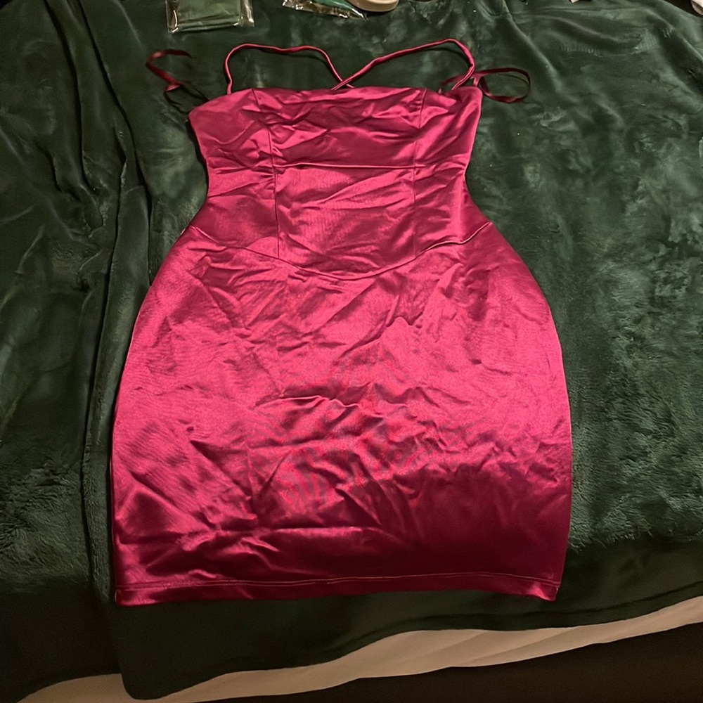 Silky ruby homecoming dress